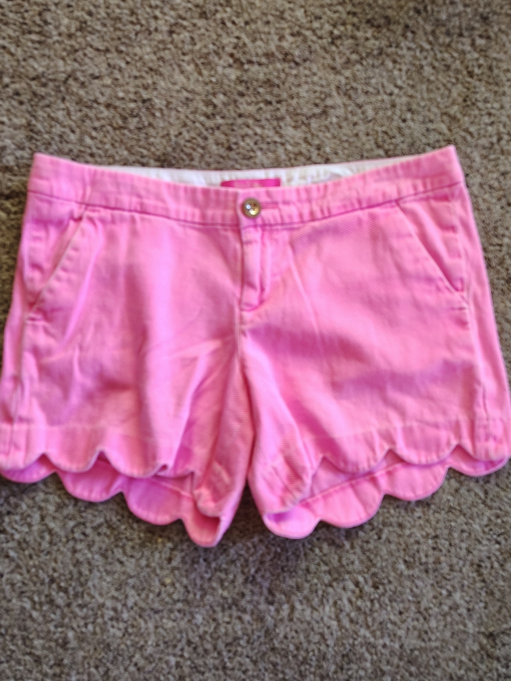 Lilly Pulitzer Buttercup Neon Pink Scallop Hem Pockets Women's 6 Shorts